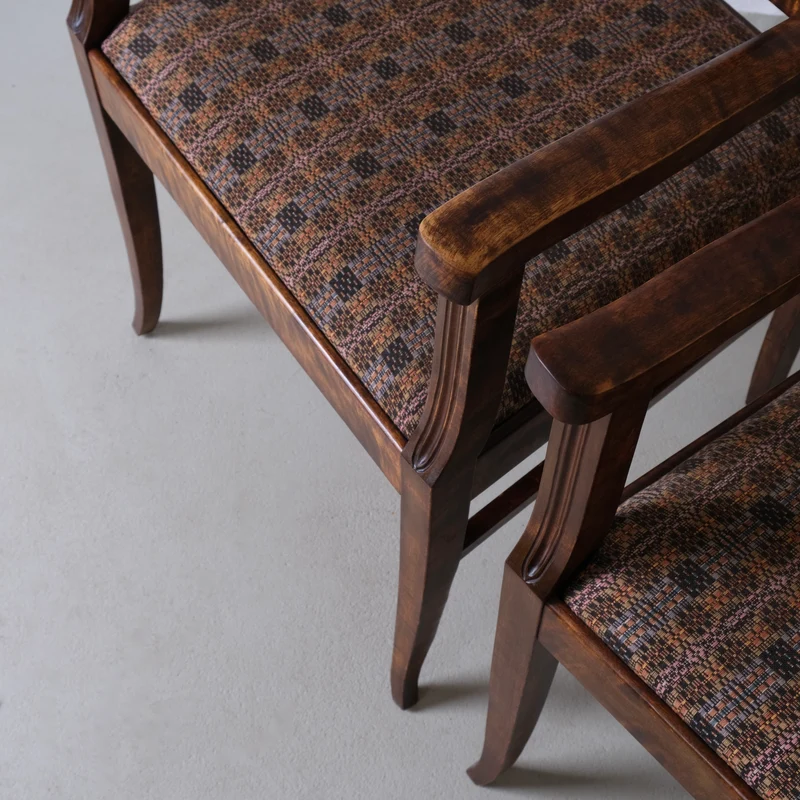 Set of 2 Biedermeier Satin Birch Armchairs, Sweden