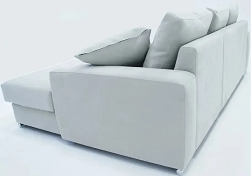 Canapé d'angle modulable en tissu gris clair - Syra