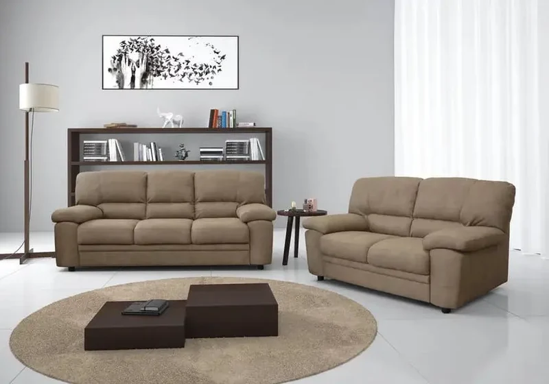 Canapé d'angle convertible en tissu marron - Sibyl