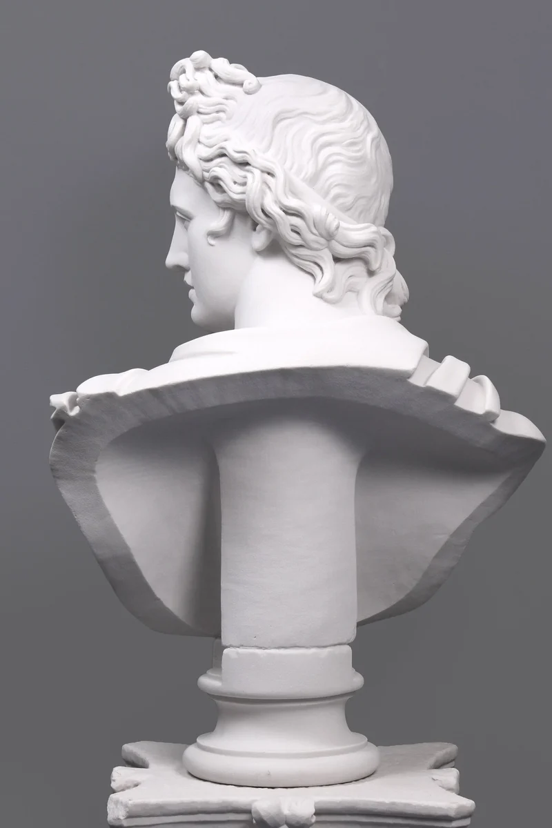Buste Apollon du Belvédère - grande sculpture en marbre blanc