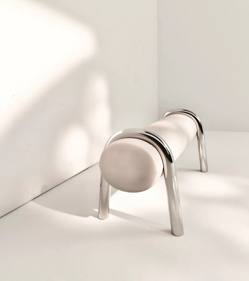 "Cavallina" bench | stainless steel & leather