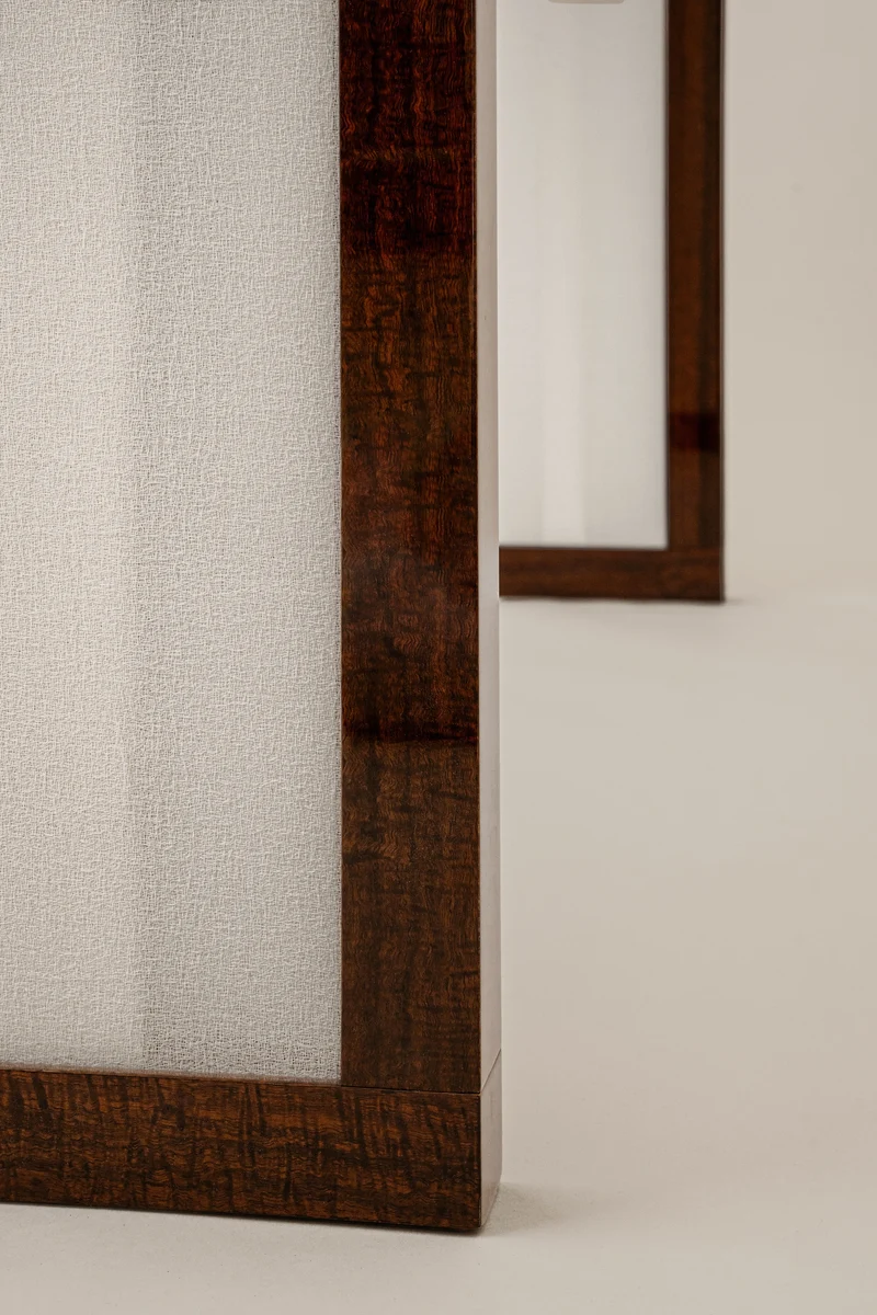 'Additions' Console Table Handcrafted in Wood Veneer & Virgin Wool Fabric Inserts