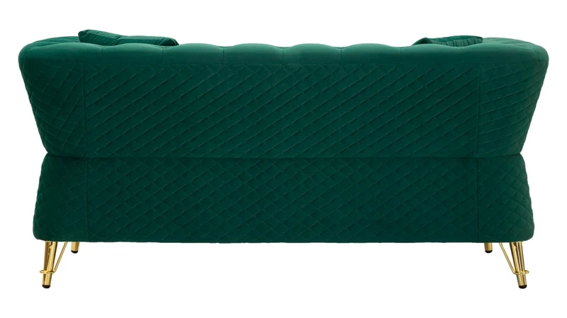 Canapé en velours vert avec coussins – Canapé 2 places Emy