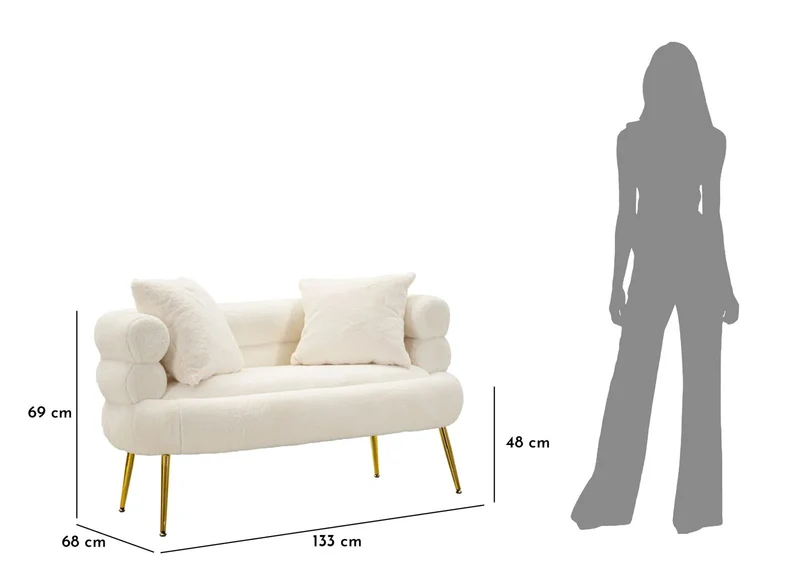 Canapé rembourré crème avec coussins – Canapé 2 places Soffy Plus