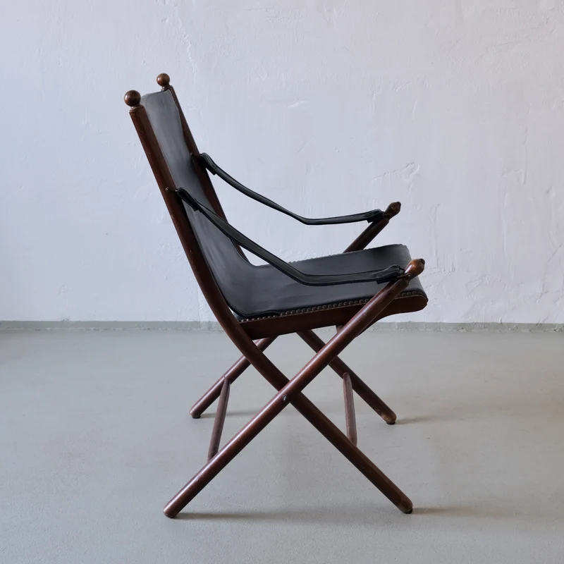 Vintage Folding Chair and Tray Table Set | Campaign Style