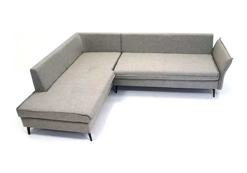Canapé d'angle modulable en tissu gris clair - Gina