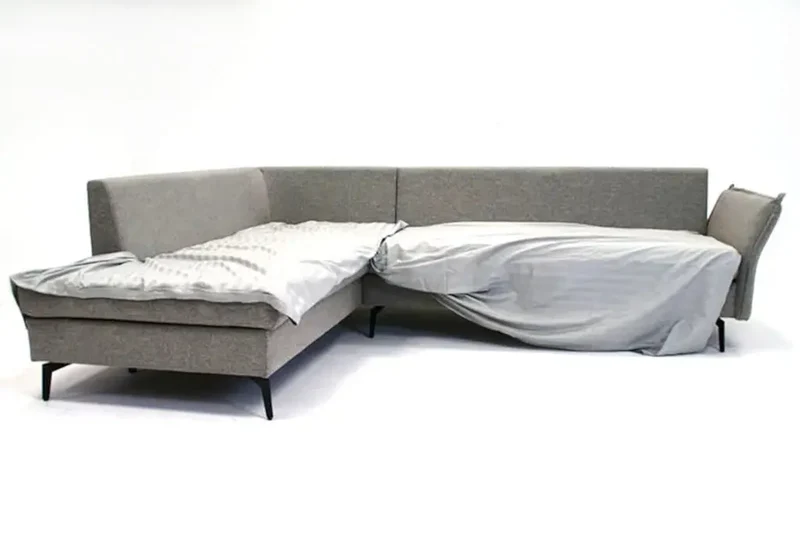 Canapé d'angle modulable en tissu bleu - Gina