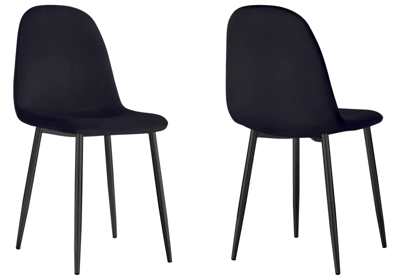 Chaises scandinaves en velours noir - Gina x6