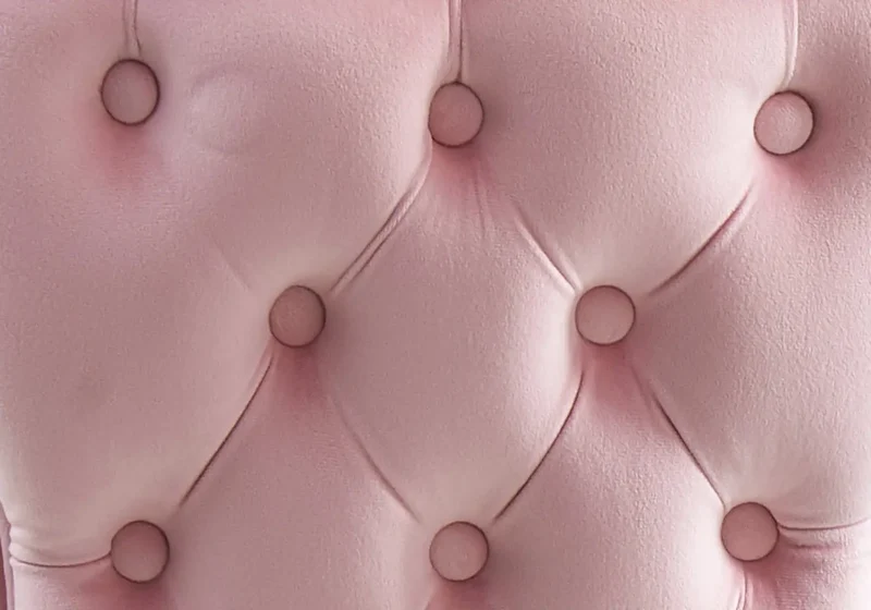 Chaise capitonnée pied croisé doré rose poudré - Enzo x2