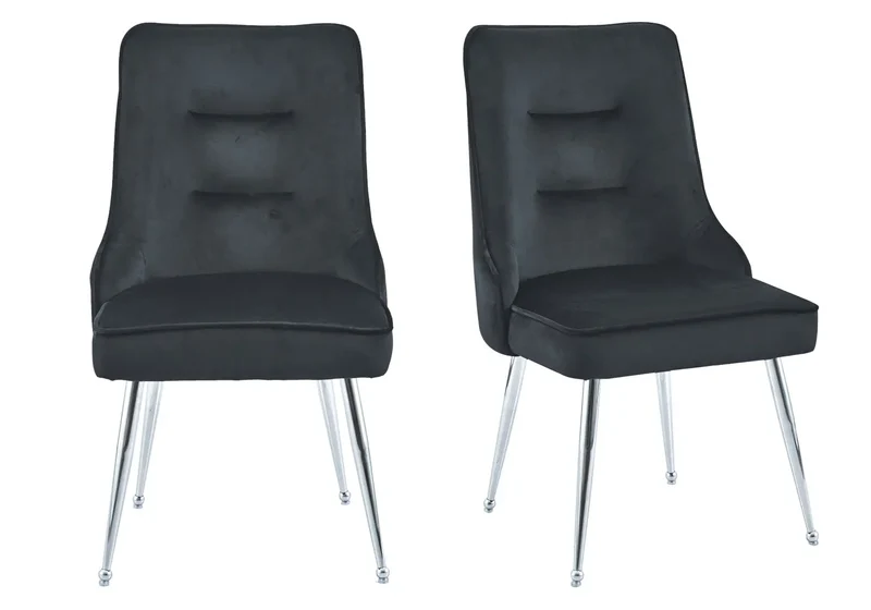 Chaise velours noir fermeture éclair argentée - Zip x2