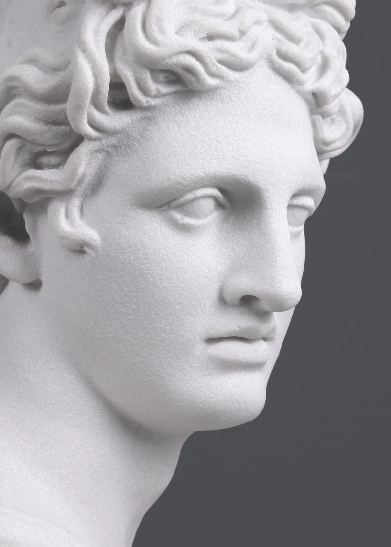 Buste d'Apollon - grande sculpture en marbre blanc
