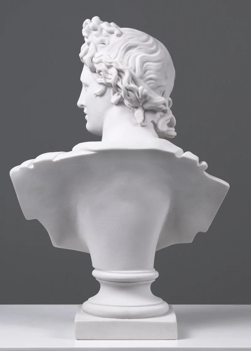 Buste d'Apollon - grande sculpture en marbre blanc