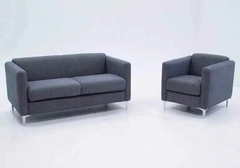 Fauteuil fixe design en tissu orange moutarde - Axel