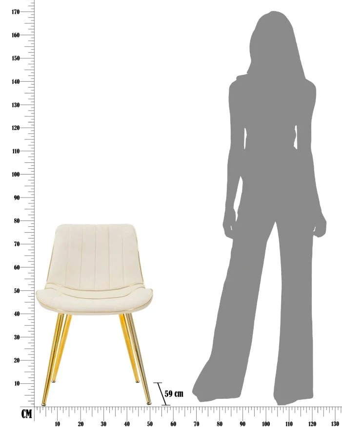 Chaise rembourrée crème avec pieds métalliques dorés