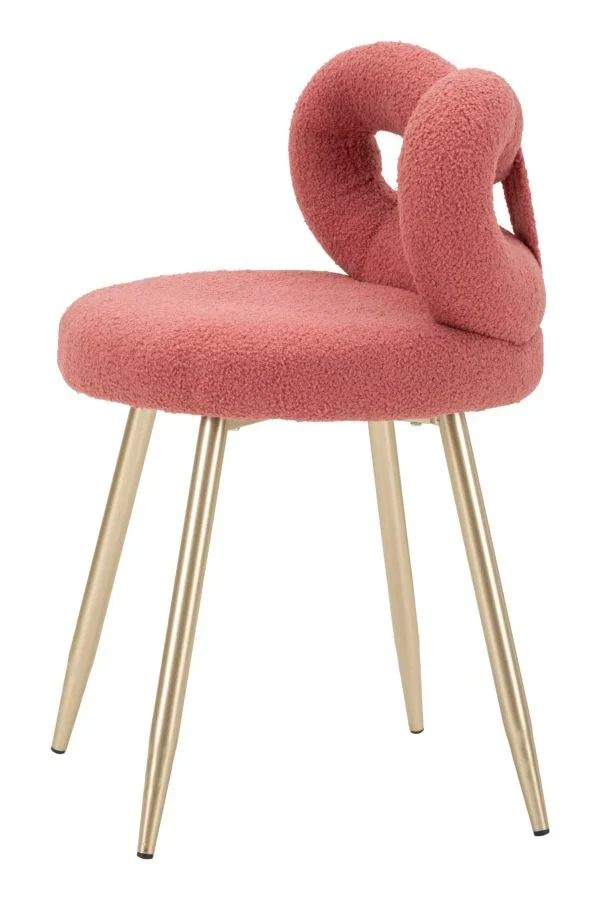 Mini-fauteuil rembourré rose avec pieds en métal – Fauteuil d'appoint Ilary