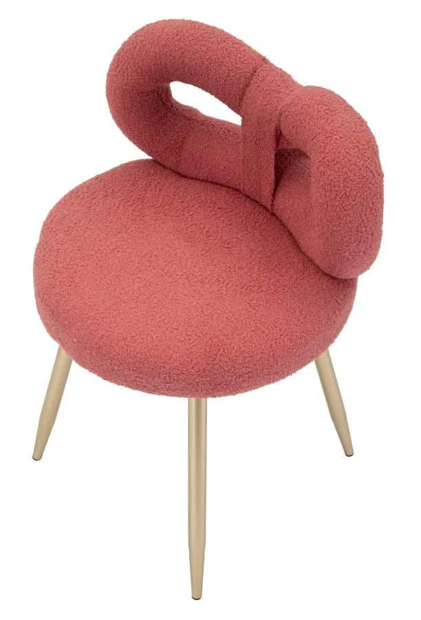 Mini-fauteuil rembourré rose avec pieds en métal – Fauteuil d'appoint Ilary