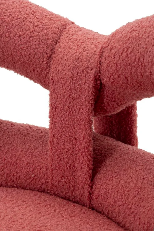 Mini-fauteuil rembourré rose avec pieds en métal – Fauteuil d'appoint Ilary