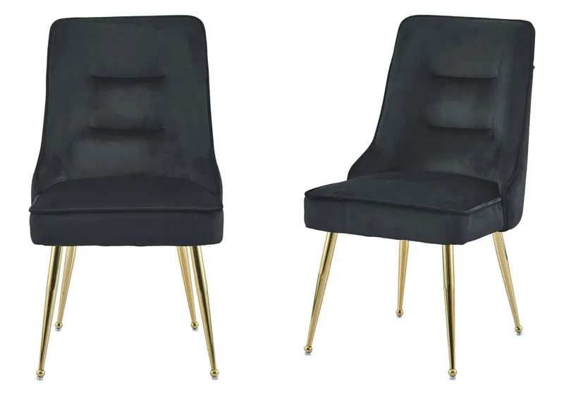 Chaise velours noir fermeture éclair dorée - Zip x2