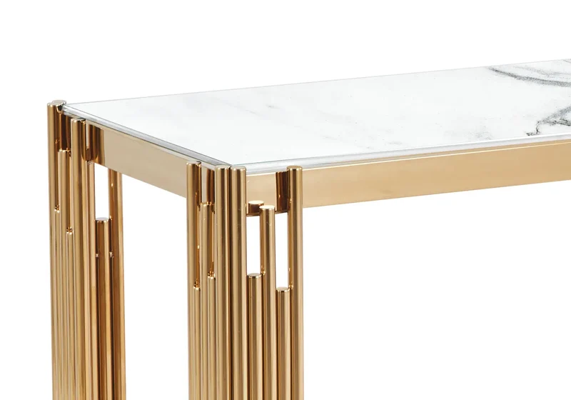 Console dorée marbre blanc - Eve