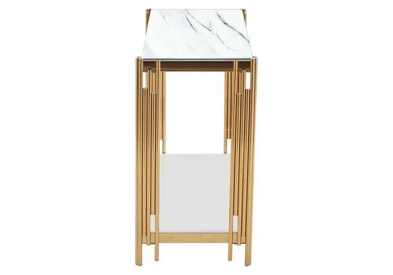 Console dorée marbre blanc - Eve