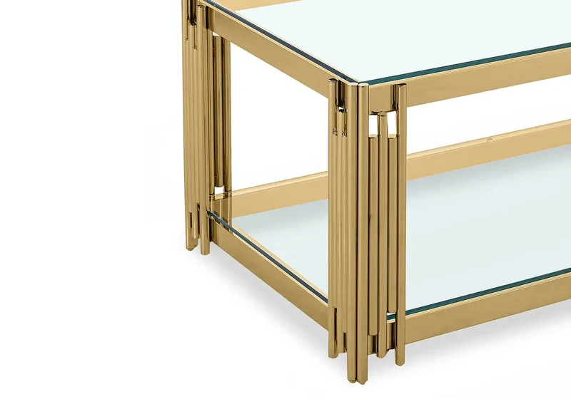 Table basse doré verre trempé - Eve