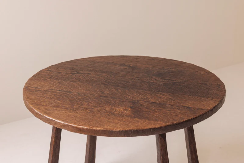 French solid oak carved dining table, 1950s