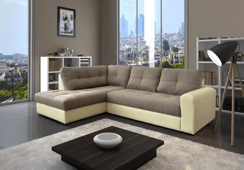 Canapé d'angle modulable convertible gris - Alex