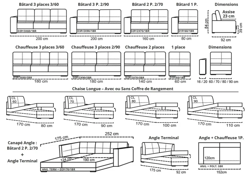 Canapé d'angle modulable convertible gris - Alex