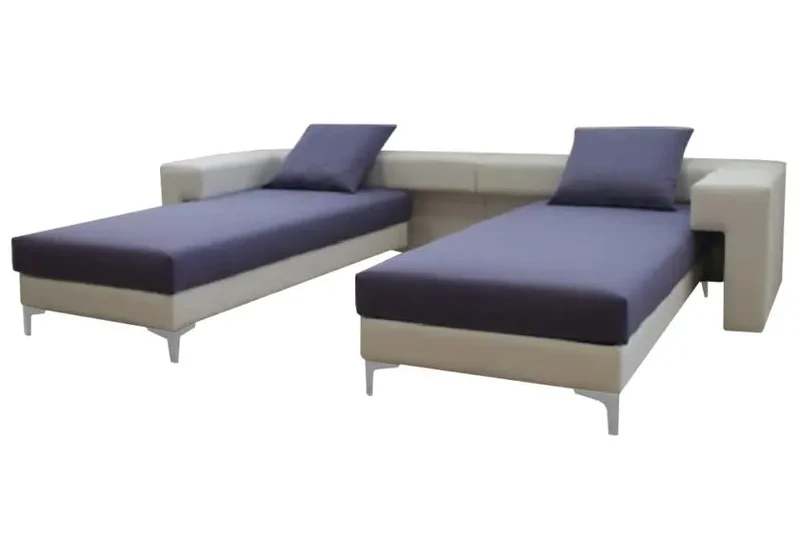 Canapé d'angle lit modulable en tissu mauve - Carl