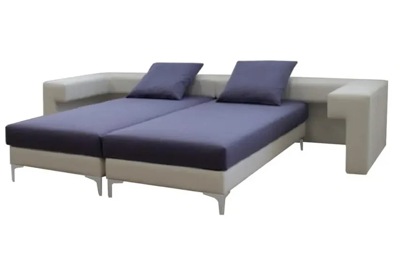Canapé d'angle lit modulable en tissu mauve - Carl