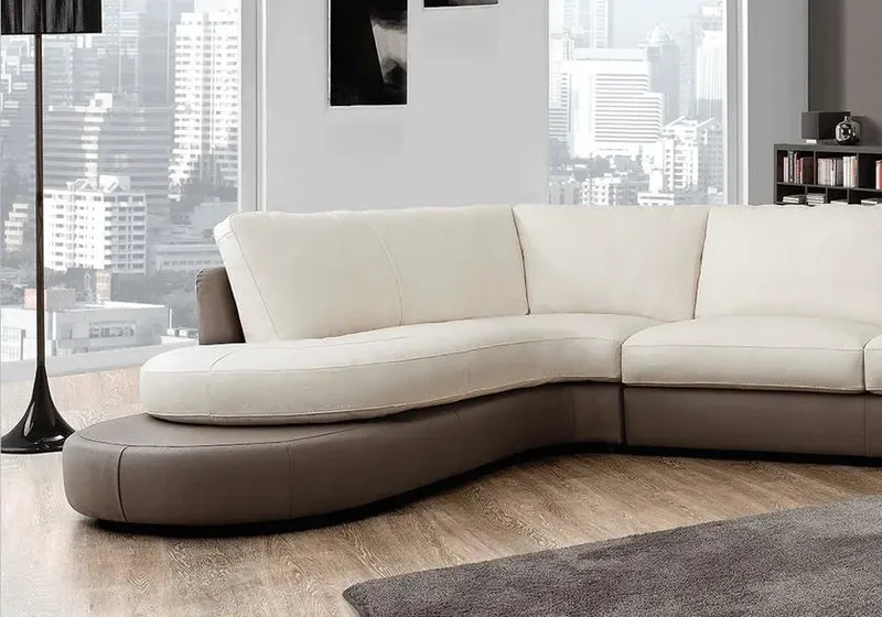 Canapé d'angle design arrondi en cuir blanc - Cléo