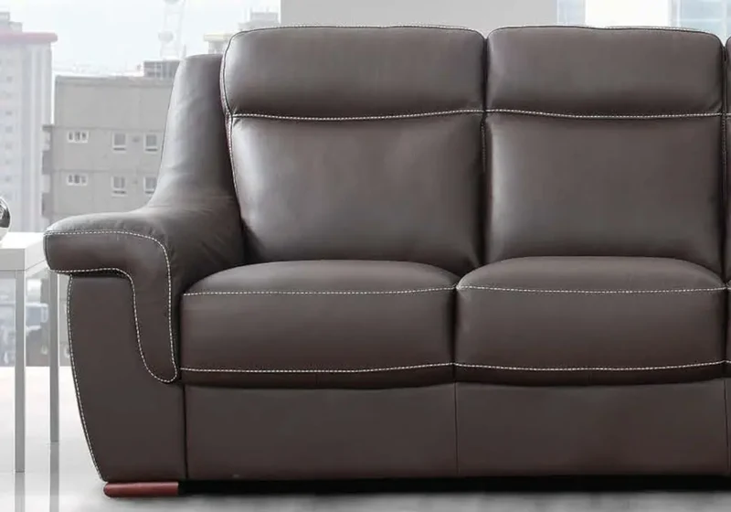 Canapé relax modulable en cuir marron foncé - Cloé