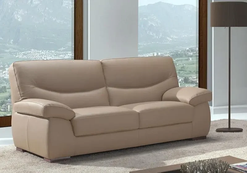 Canapé design droit ou angle en cuir taupe - Angel