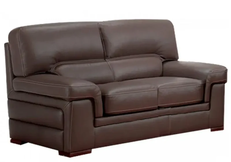 Canapé cuir design droit ou angle marron - Alma