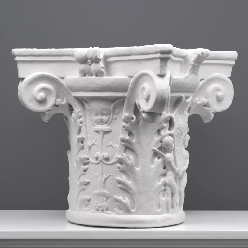 Chapiteau de la colonne toscane - grande sculpture en marbre blanc