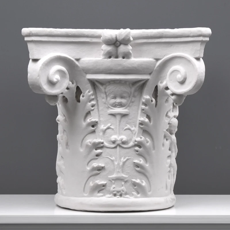 Chapiteau de la colonne toscane - grande sculpture en marbre blanc