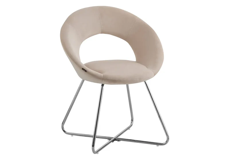 Chaises velours beige arrondies dossier ouvert - Babel x4