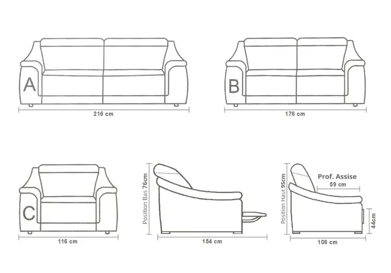 Canapé relax droit modulable en cuir marron - Carla