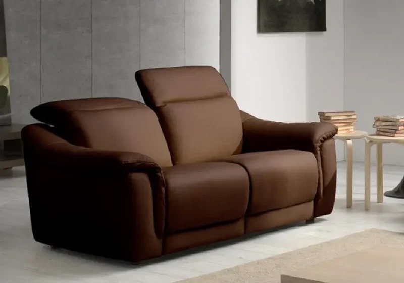 Canapé relax droit modulable en cuir choco - Carla