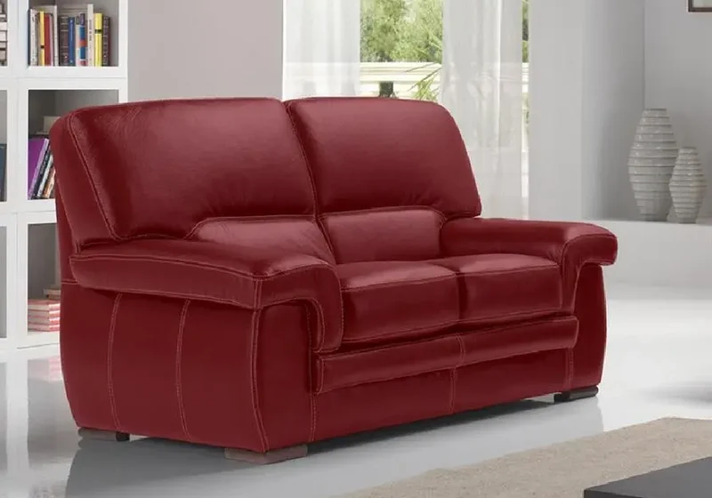 Canapé convertible droit en cuir rouge - Anis