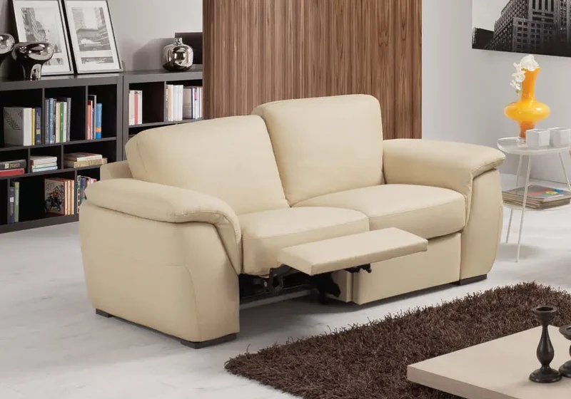 Canapé droit ou fauteuil relax en cuir crème - Jade