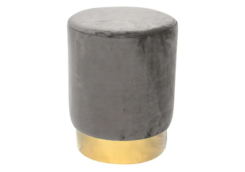 Pouf design doré velours gris - Lisy
