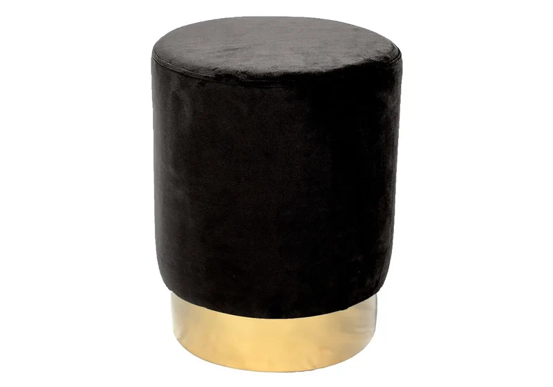 Pouf design doré velours noir - Lisy