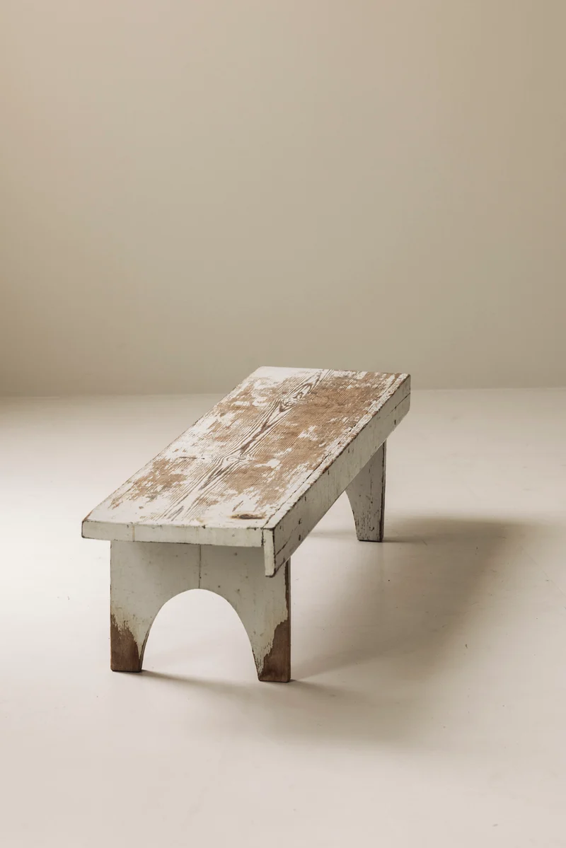 Rough patinated Swedish bench from the 1950s.