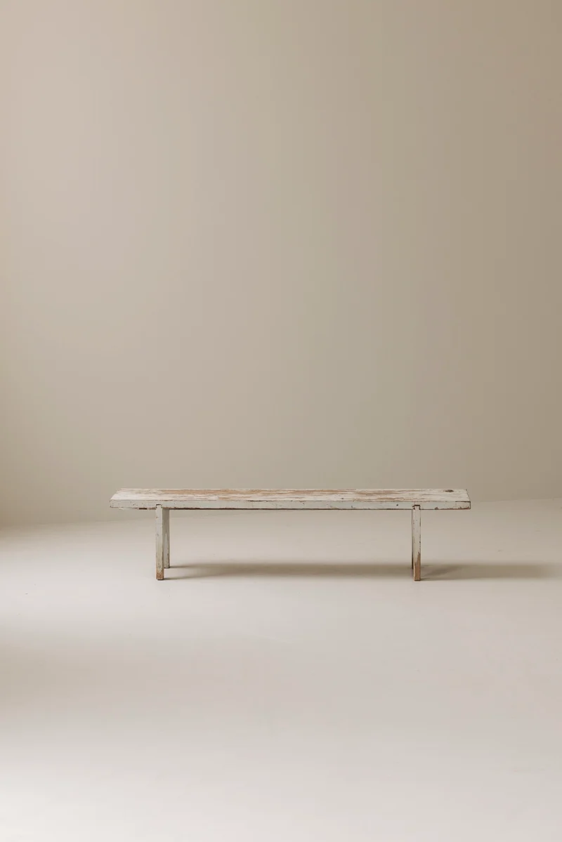 Rough patinated Swedish bench from the 1950s.