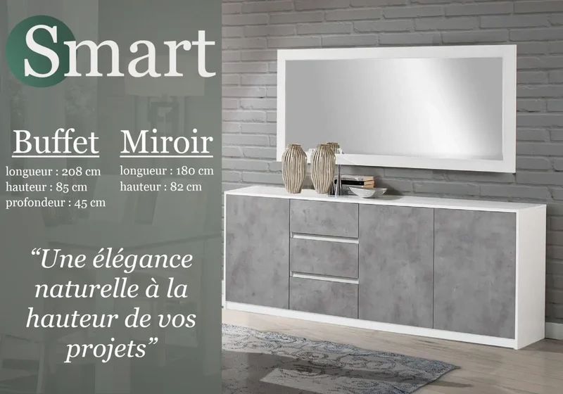 Salle à manger béton blanc SMART