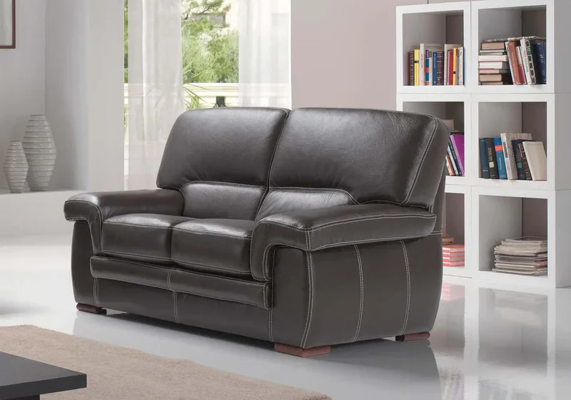 Canapé convertible droit en cuir noir intense - Anis