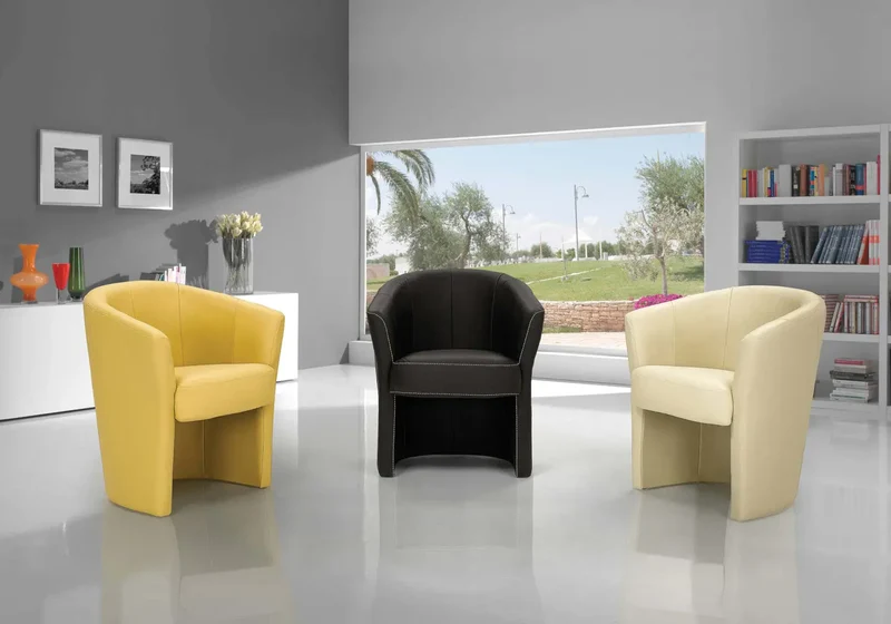 Fauteuil cabriolet en cuir marron - Antoine