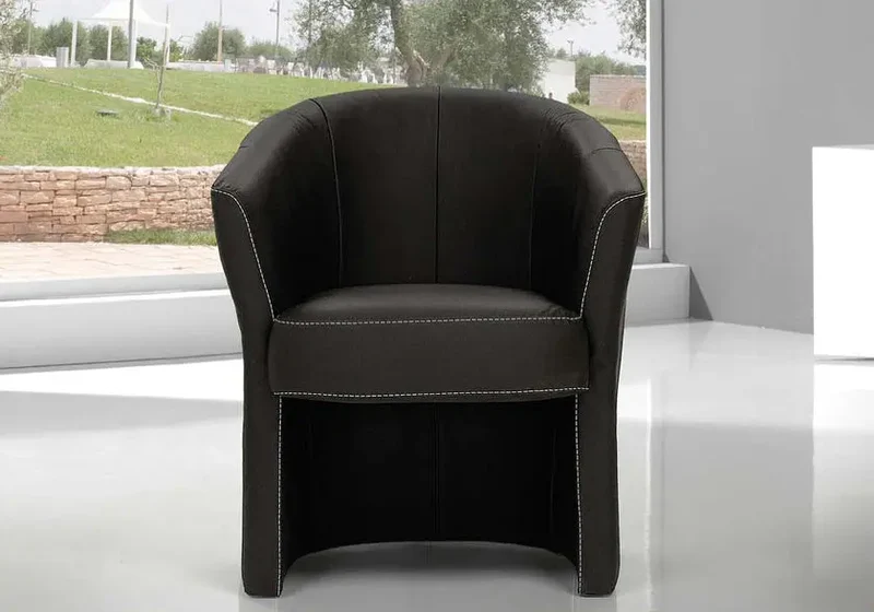 Fauteuil cabriolet en cuir noir - Antoine
