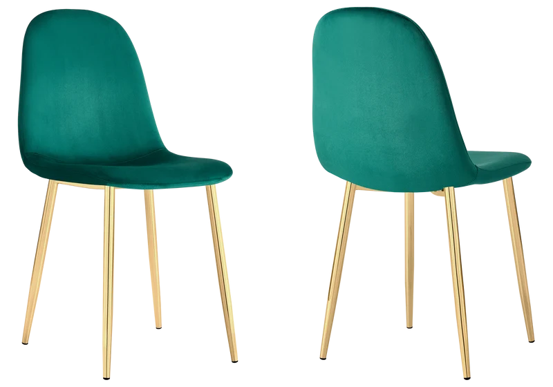 Chaises scandinaves en velours vert - Gina x6